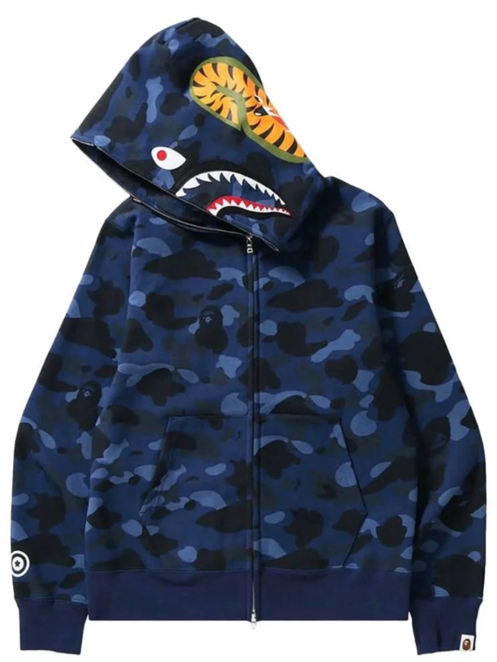 Blue Camo Shark-Print Zip Hoodie